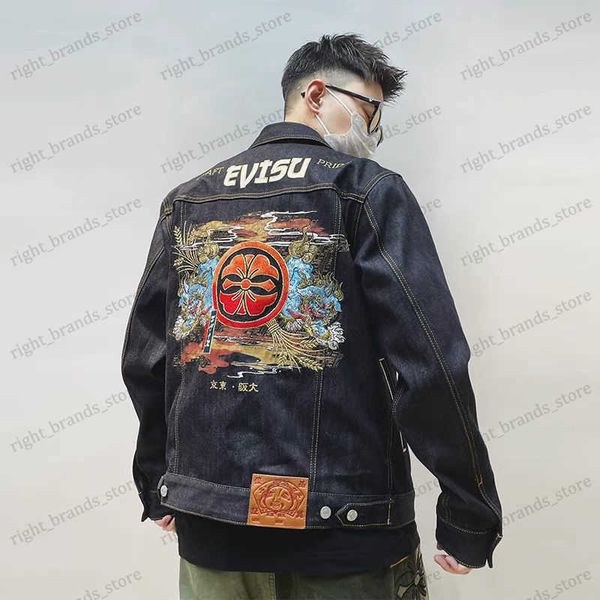 

men's jackets harajuku y2k casual coat evisus jackets embroidered oversized jacket coat for men high street hip hop streetwear outerwea, Black;brown