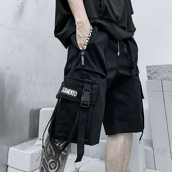 

men's shorts summer shorts men harajuku streetwear casual man's cargo shorts fashion techwear japanese korea hip hop y2k punk male, White;black