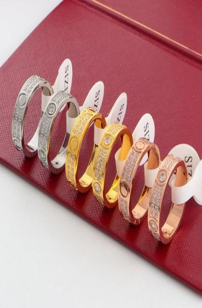 

luxury designer love screw diamond ring mens zircon rings classic jewelry women titanium steel gold silver rose never fade9764266