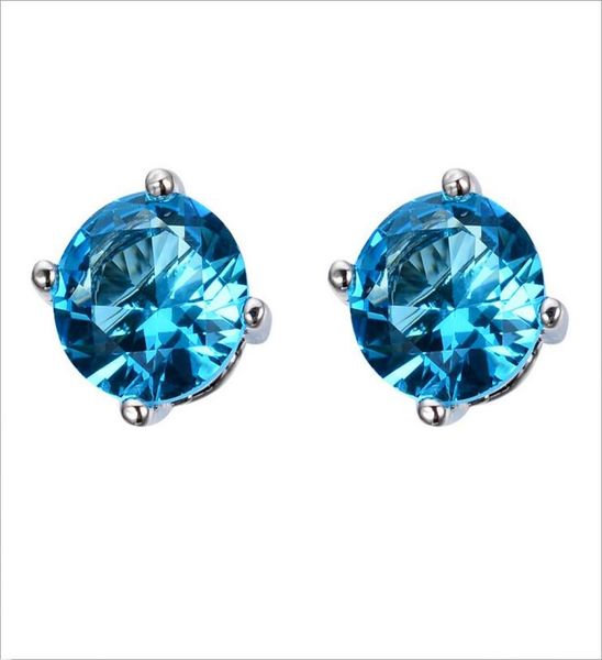

luckyshine 12 pairs blue zircon crystal stud earring fashion simple small stud earrings for women valentine039s day gift 88 mm6341538, Golden;silver