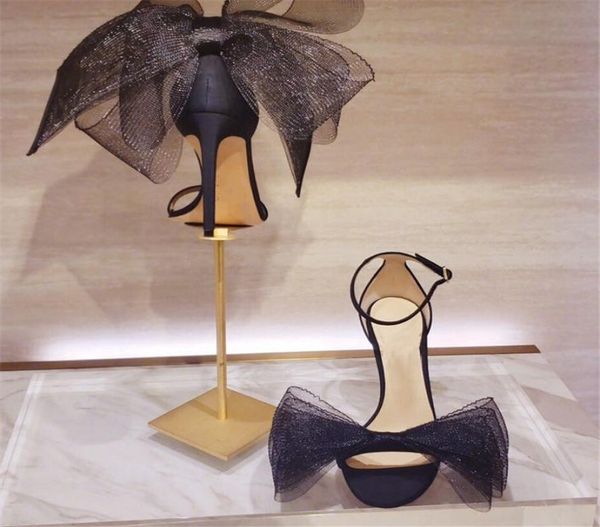 

bowtie sandals wedding ribbon high heel fairy shoes party women shoes elegant ladies fashion female new high heels9913545, Black