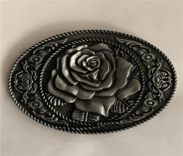 

rose flower western cowboy belt buckle for fashion mens belts accessories3073032, Slivery;black