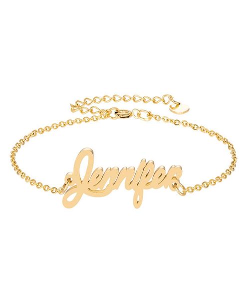 

stainless steel engrave script name jennifer charm bracelets for women personalized custom bracelet charm link christmas gift6665529, Golden;silver