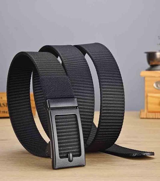 

belts business men canvas sports square automatic buckle man waistband nylon weave solid color girdle kt2046979199, Black;brown