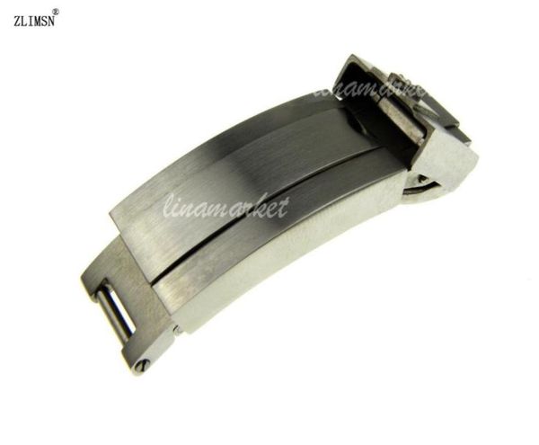 

9mm new silver ss brushed watch band strap buckle bracelet deployment clasp4490687, Black;brown
