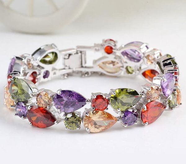 

chain emmaya rose/ gold color mona lisa multicolor cubic zircon bracelets bangles luxury wedding bracelet women gift party 230519, Black