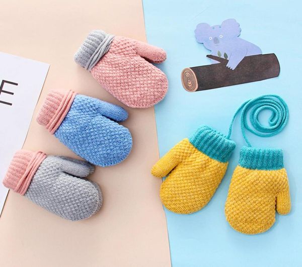 

winter kids mitten baby boys girls gloves warm acrylic rope gloves full finger children knitting thick mittens 24 y3218508, White