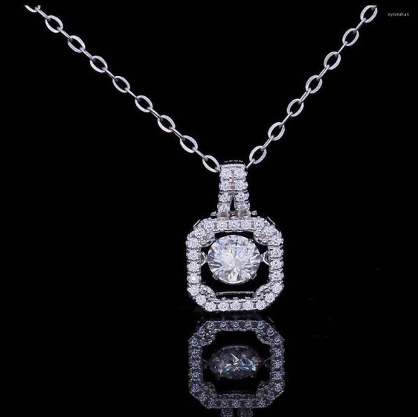

pendant necklaces spiritual princess square and white plated gra certificate moissanite diamond necklace 50 points d grade gift, Silver