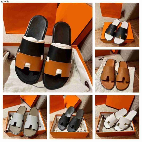 

slippers 23s casualstyle izmir cutout sandals shoes men white calfskin leather slip on beac comfort slide flats man black casual walking sho