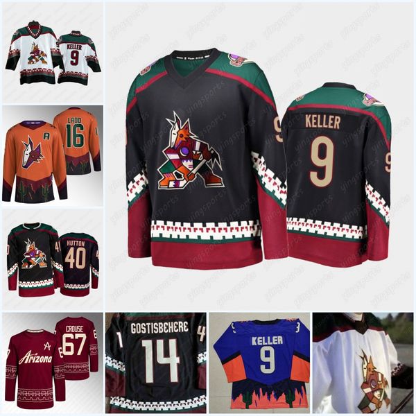 

#9 clayton keller jersey arizona reverse retro hockey christian fischer jakob chychrun shane doan schmaltz christian fischer zack kassian ju, Black;red