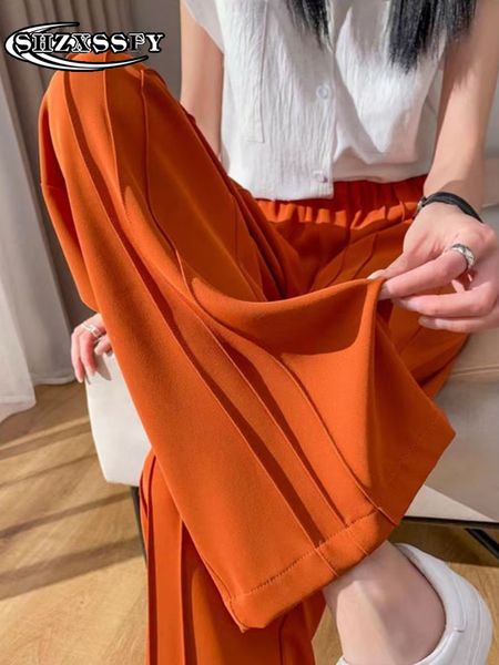 

womens two piece pants solid wide leg women loose casual high waist oversize autumn elastic elegant 230519, White