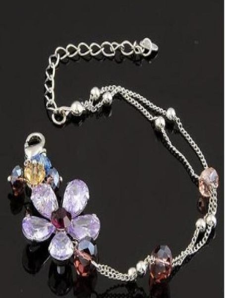 

purple crystal flower lady039s bracelet 170mm ttle012348588470, Black