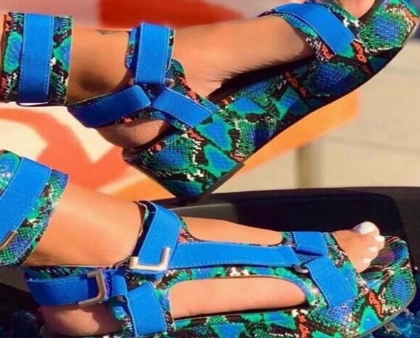 

2020 spring summer women sandals leopard patchwork high heel shoes ankle strap shallow platform sandals outdoor holiday party x0529096895, Black