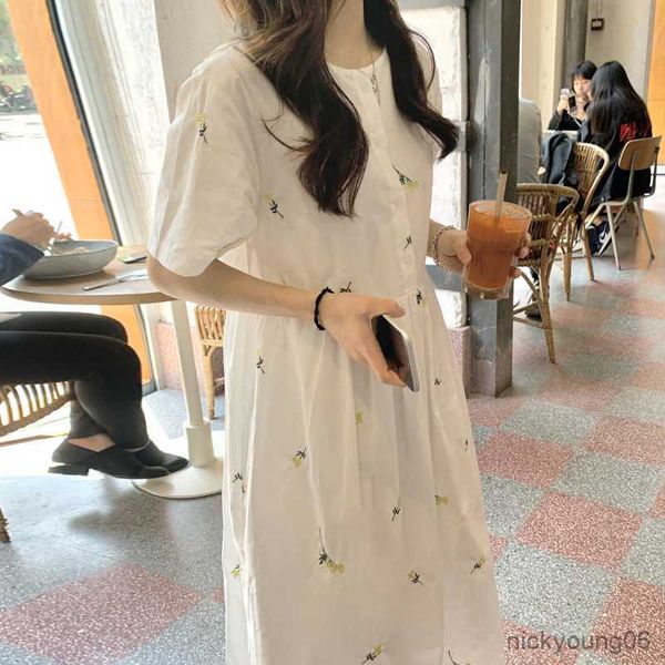 

2023 new summer maternity dress women casual floral embroidery large size dresses pregnant women clothing r230519, White