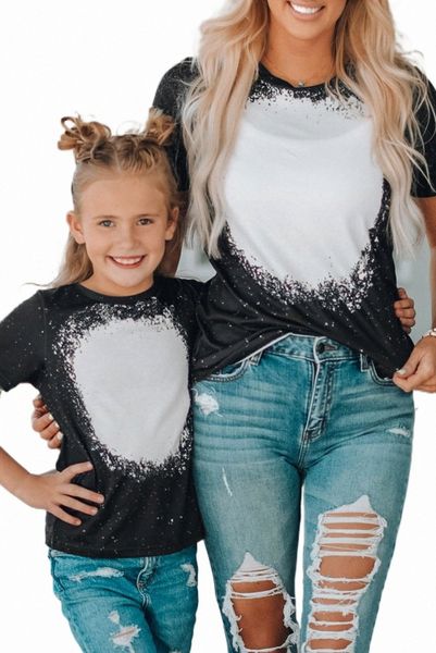 

black tie-dyed round neck short sleeve t-shirt s78d#, White