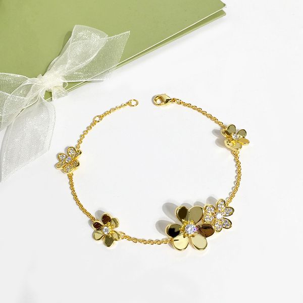 

chain full zricon bangle gold color flower bracelets for women jewelry dj1595 230519, Black