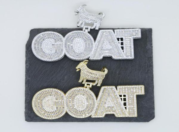 

iced out bling hip hop men pendant jewelry full paved baguette cz animal bail 5a cubic zirconia cz goat pendants necklace8356136, Silver