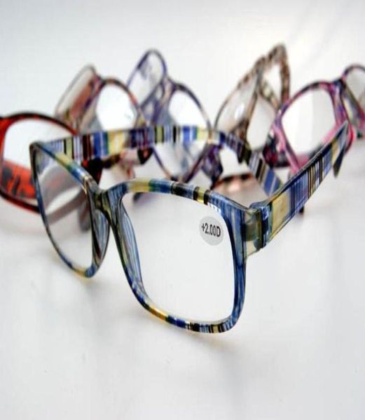 

15pcslot colorful plastic reading glasses many colors lenses power from 100 to 400 accept mixed order5919696