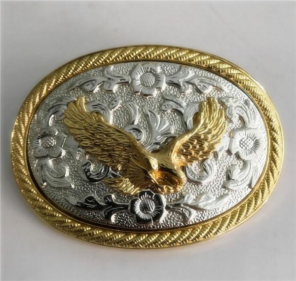 

1 pcs gold fly eagle western cowboy belt buckle for men hebillas cinturon fit 4cm wide belt1953067, Slivery;black