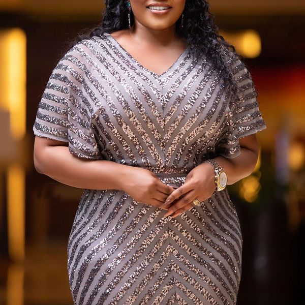 

plus size dresses size formal dress women green evening party wedding 5xl elegant simple sequin long large sizes clothing 230518, Black
