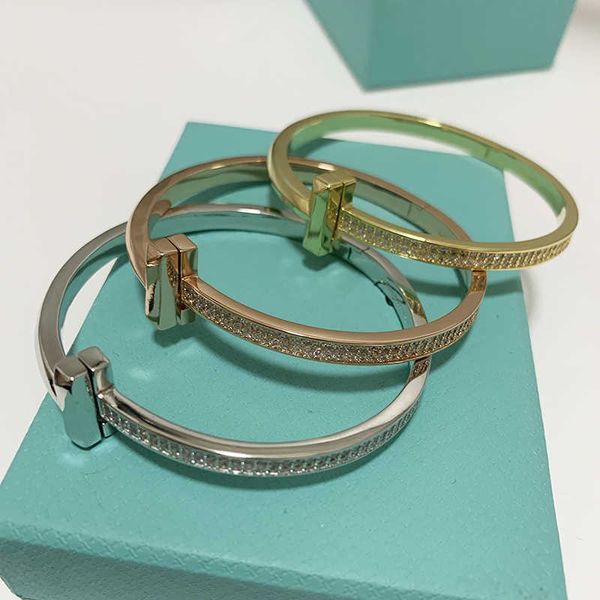 

selling item rose gold t1 bracelet set with diamonds tiffay double t half diamond narrow version gold advanced sense simple men's and w, Black