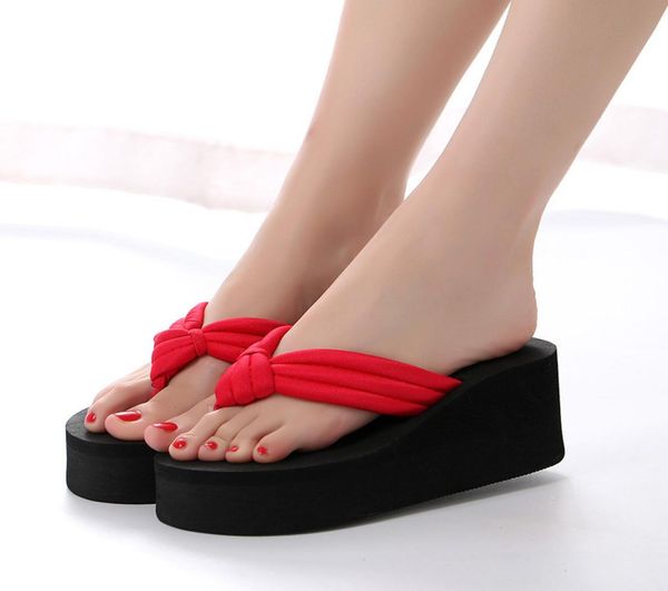 

whole beach shoes summer fashion muffin thicksoled slipper flip flops women039s casual breathable wedge heels slippers5117306, Black