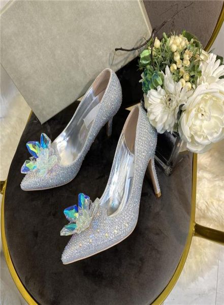 

women butterfly knot shoes high heels pointed toe diamond pumps come with logo dust bags wedding shoes7715015, Black