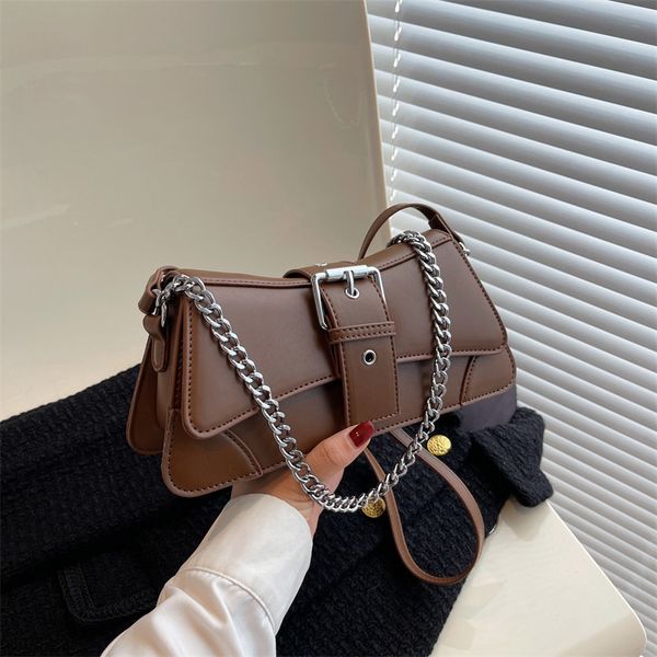 

waist bags solid color women chain shoulder side bag small pu leather handbag and wallet vintage luxury brand lady flap crossbody sling 2351