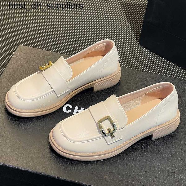 

genuine leather lefu shoes for women in 2023 new spring and autumn white soft sole single shoe casual british style small leather shoes, Black