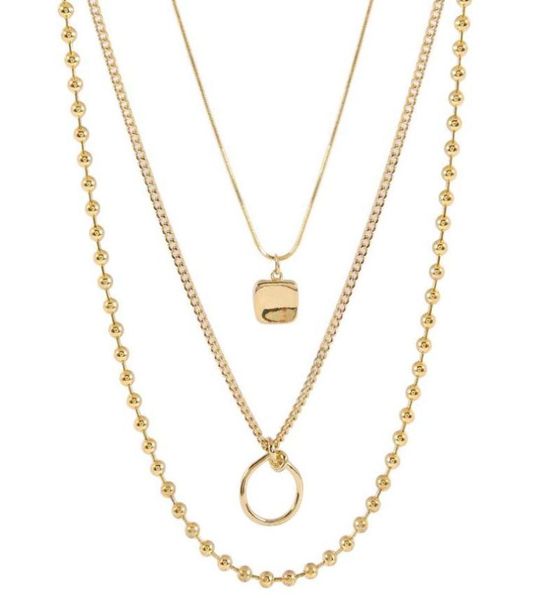 

pendant necklaces badu 2022 statement multilayer necklace simple geometric square metal choker for women clavicle chain1617697, Silver