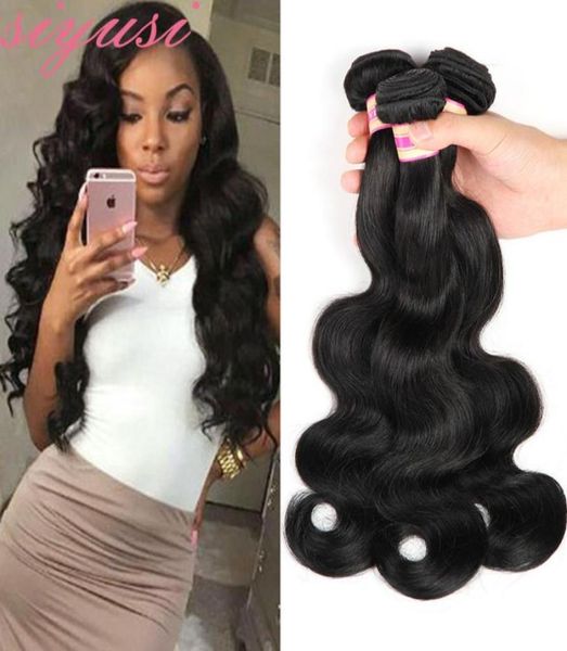 

peruvian virgin hair body wave peruvian straight hair 34 bundles peruvian body wave human hair extensions8486301, Black