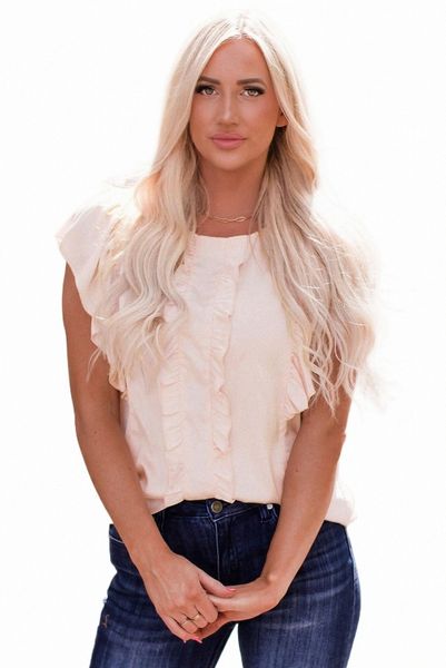 

apricot round neck ruffle short sleeve 2023 new n9ns#, White
