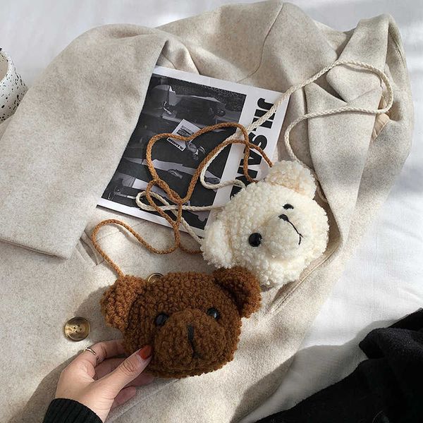 

cute bear plush shoulder bag children's cartoon messenger bag kawai plush wallet little girl stuffed animal backpack 883f