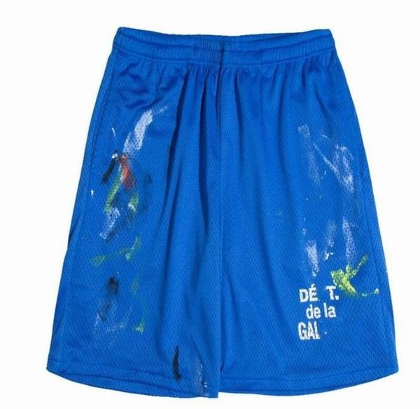 

2023 men's womens casual sports shorts galleryes depts designer colorful ink jet hand painted french classic printed mesh drawstring, White;black