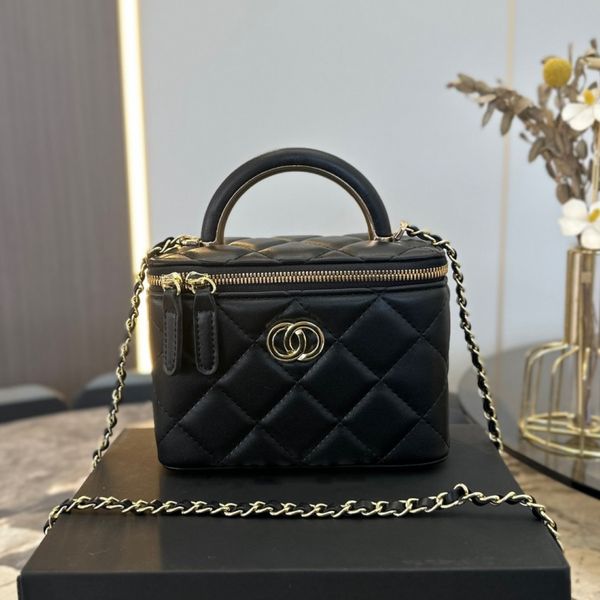 

designer bags crossbody bag women handbag lambskin leather mini shoulder bag metal chain make up box clutch purse plaid quilted card holder