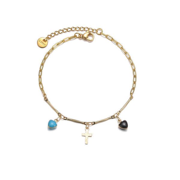 

charm bracelets french 304 stainless steel 14k gold daisy tassel bracelet for women ins niche design light luxury, Golden;silver