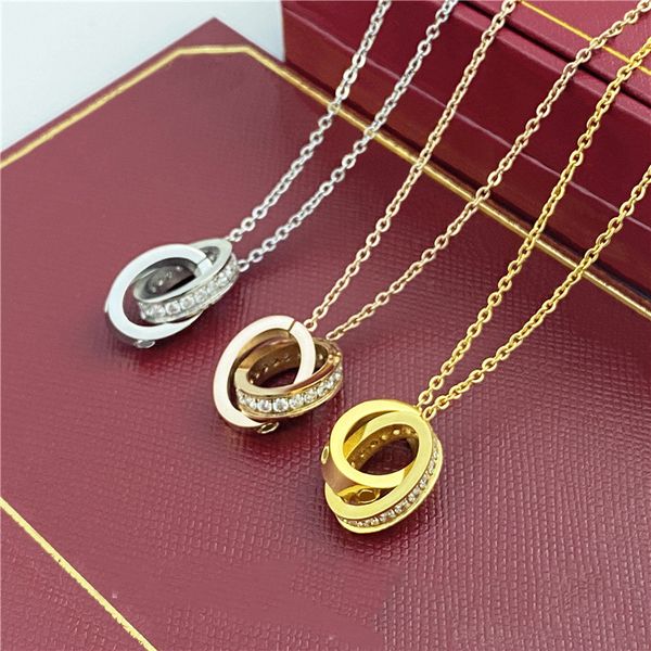 

classic designer oval round pendant chain nacklace silver rose gold necklace jewelrys bracelets set plated letter simple luxury pendants tit