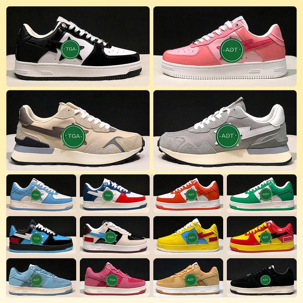 

bapestas running shoes baped platform shoe sta black white blue orange green pink beige suede black blue camo combo red jound sneakers for m