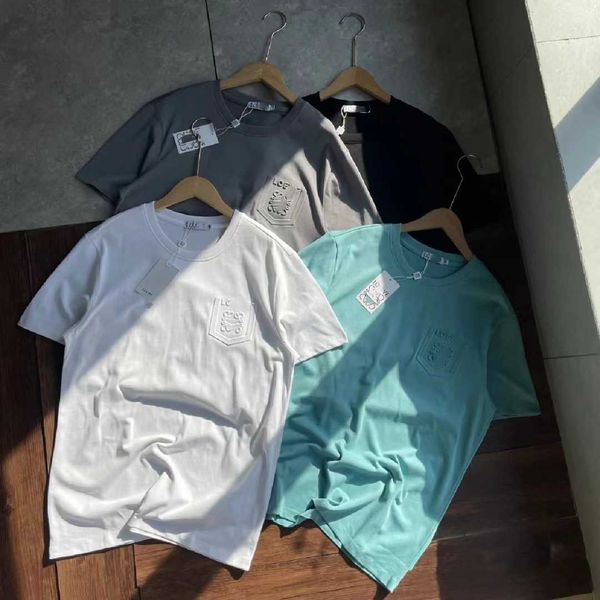 

new lo fake pocket 3d embossed letter short sleeve simple t-shirt, White