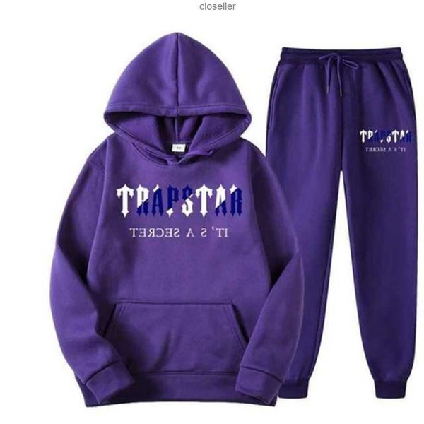 

men's t shirts 2022 brand trapstar printed sportswear men 15 colors warm two pieces set loose hoodie sweatshirt pants jogging 7xzbt, White;black