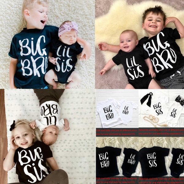 

family outfits sibling set big brother little sister sibling clothes children's gift big bro lil sis brother sister tshirt baby gift cl, Blue