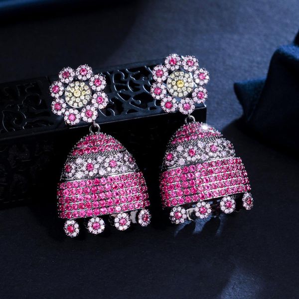 

knot cwwzircons micro pave cubic zirconia stone cluster flower luxury geometric wedding party earrings for women ethnic jewelry cz007, Silver