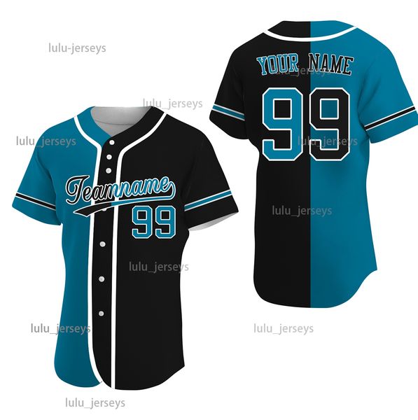 

split color baseball customized jersey personalized cool baseball plus size shirts for big guys plus size, Blue;black