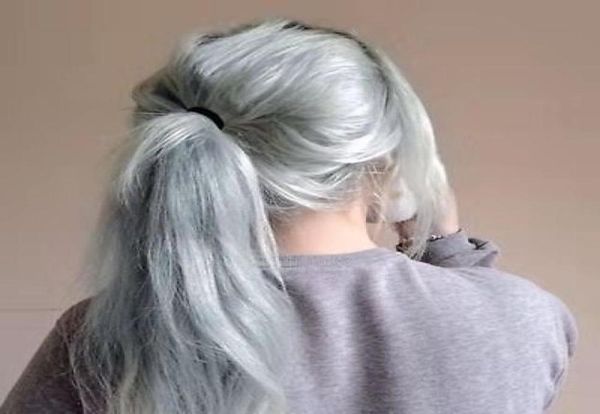 

raw virgin hair pure grey solid gray women039s ponytail hairpiece dye wraps around real gray hair 100g 120g7247556, Black