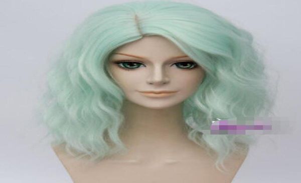 

40cm mint green lolita curly women party hair cosplay wig heat resistant cap5702967, Black;brown