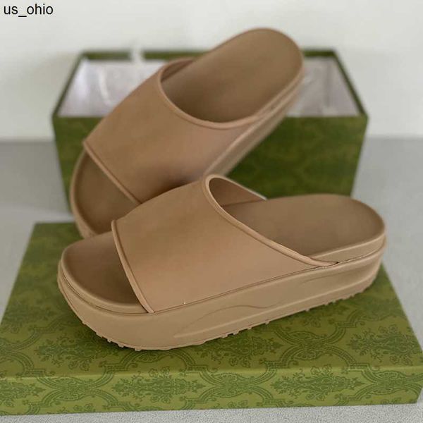 

slippers fashion designer men platform rubber sandal leather slide women dress wedges beac summer thick bottom no354 j230520, Black