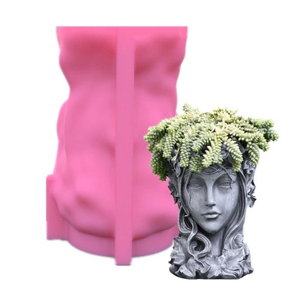 

other handmade girl head shaped flower pot uv epoxy mold pen holder candle holder cement pot planter resin silicone mould diy crafts