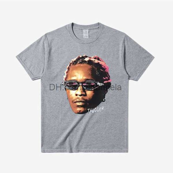 Men's T-Shirts Cotton Unisex T Shirt Women Men Tee Young Thug Thugger Graphic T-shirt African Descent Rapper Style Hip Hop Tshirt Vintage Tops y3