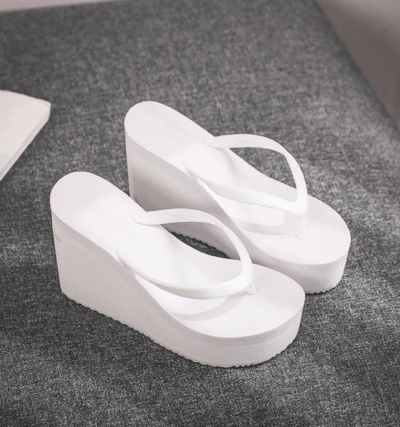 

low slippers women summer shoes woman 2020 on a wedge rubber flip flops heeled mules candy colors platform shale female beach6261341, Black