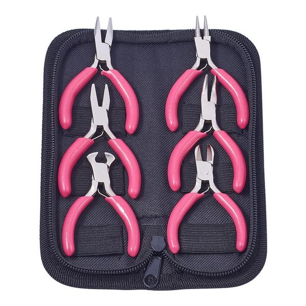 

other 1set mini jewelry pliers carbon steel plier tool kit with storage bag wire cutter round/flat/bent nose pliers for jewelry making
